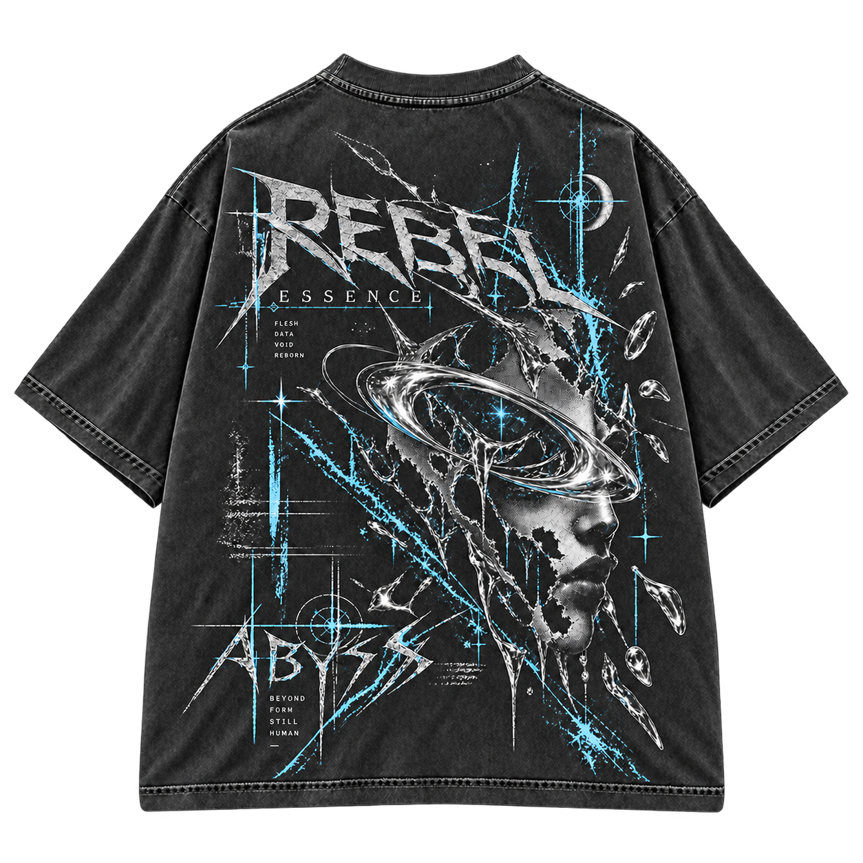 Abyss Tee in Dark Charcoal, Rückansicht mit großem Backprint