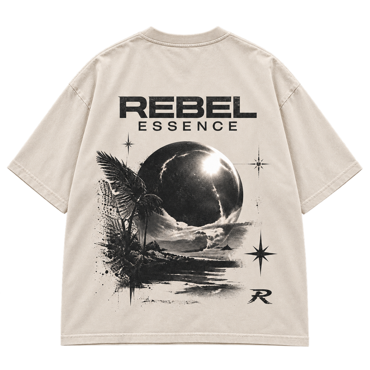 Eclipse Tee in Vintage Cream, Rückansicht mit großem Backprint