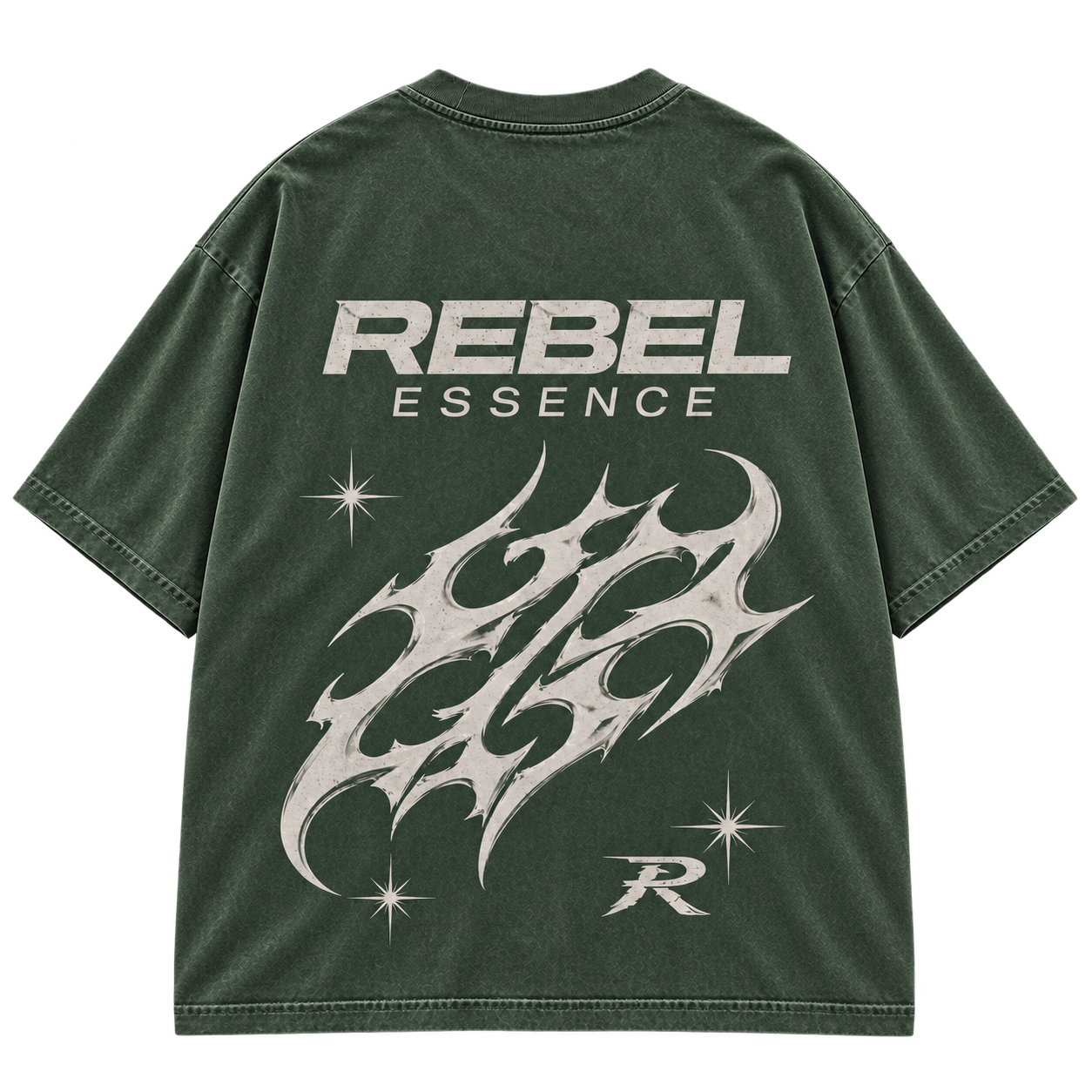 Burn Tee in Forest Green, Rückansicht mit großem Backprint